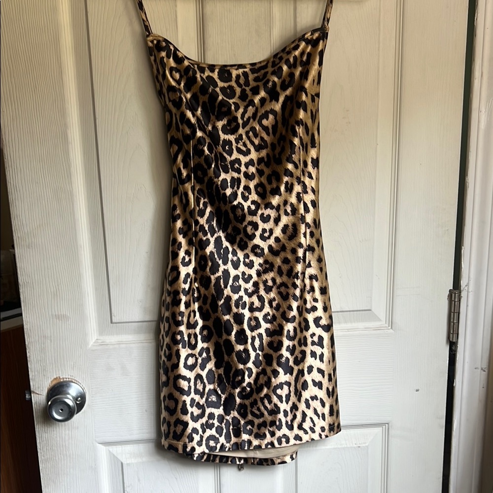 Fashion Nova Brown and Cream Bodycon Mini Dress